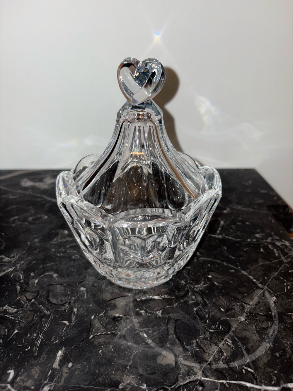 Clear Glass Heart-Top Candy Dish - Decorative Home Accent